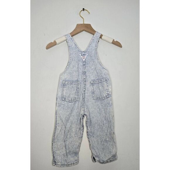 Vintage OshKosh Overalls Size 18 Months Stripes Vestbak Denim - Picture 5 of 8
